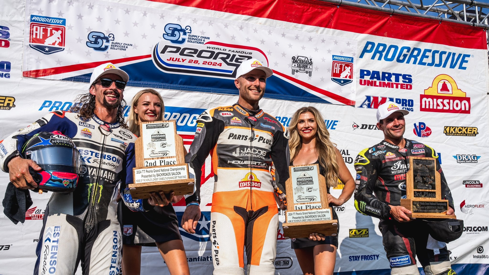 Image 297363702095 ALPINESTARS PODIUM LOCK-OUT AS BRIAR BAUMAN STORMS TO AMERICAN FLAT TRACK SUPERTWINS PEORIA TT VICTORY
