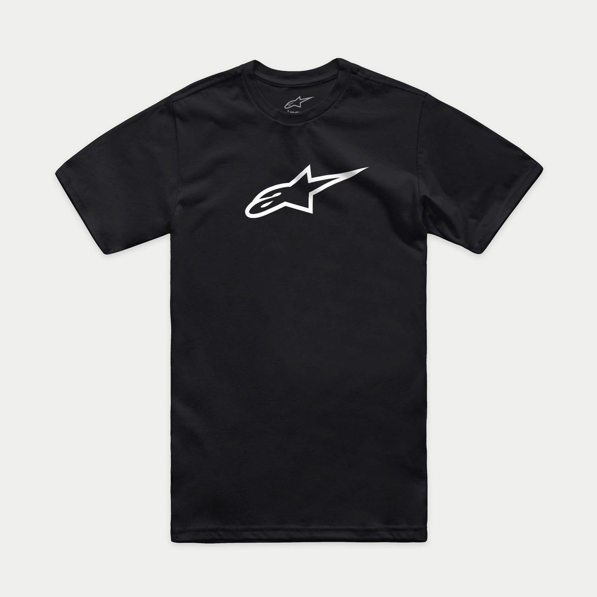 T-shirt Alpinestars Ageless 2.0 CSF, t-shirt à manches courtes, noir avec logo Ageless blanc, vêtement de sport décontracté inspiré du sport automobile