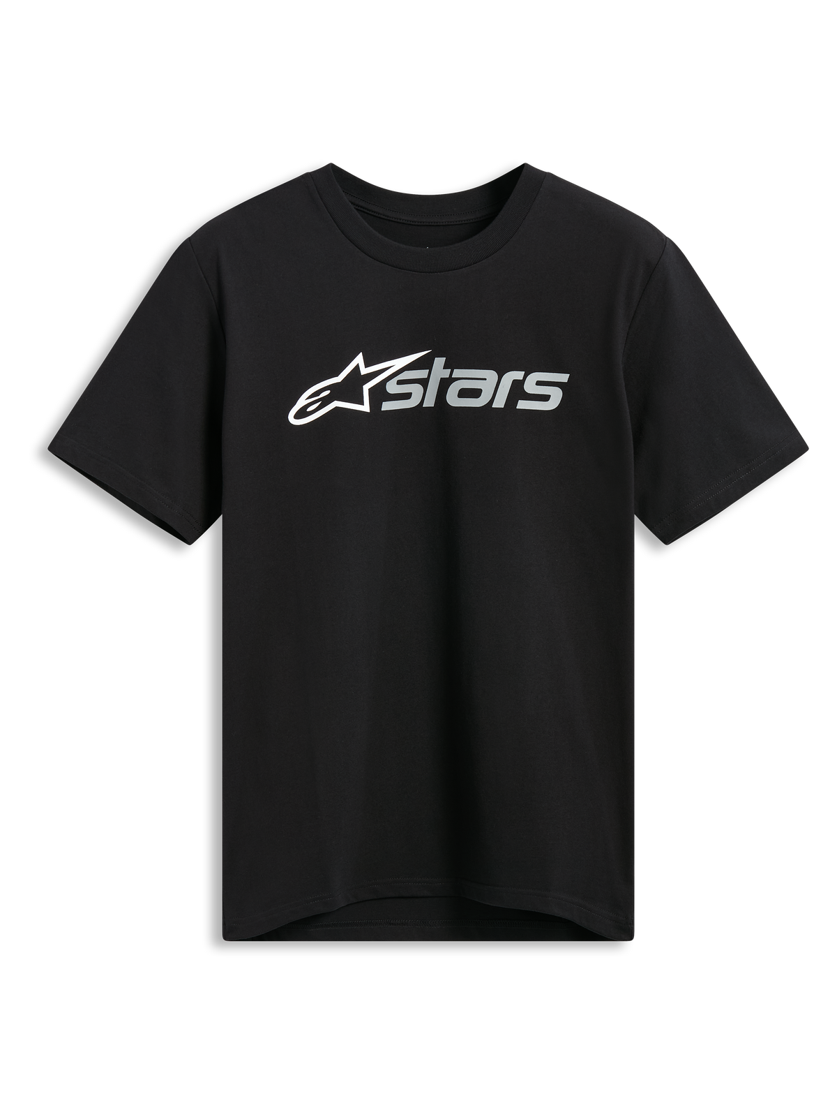 Alpinestars Blaze 2.0 CSF Tee, kurzärmeliges T-Shirt, Schwarz, weiße und graue Logo-Grafik auf der Vorderseite, lässige Motorsport-Sportbekleidung