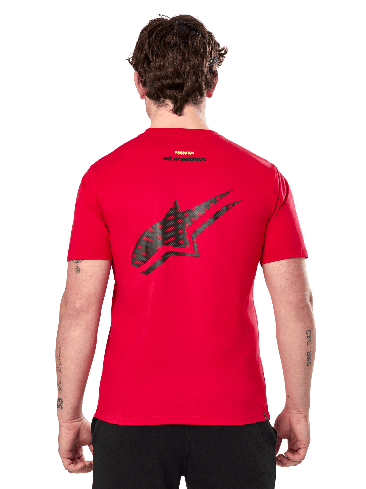 Alpinestars Formulate CSF Tee, Kurzarm-T-Shirt, Rot, Großes schwarzes perforiertes Astars-Logo auf der Rückseite, lässiges vom Motorsport inspiriertes Design