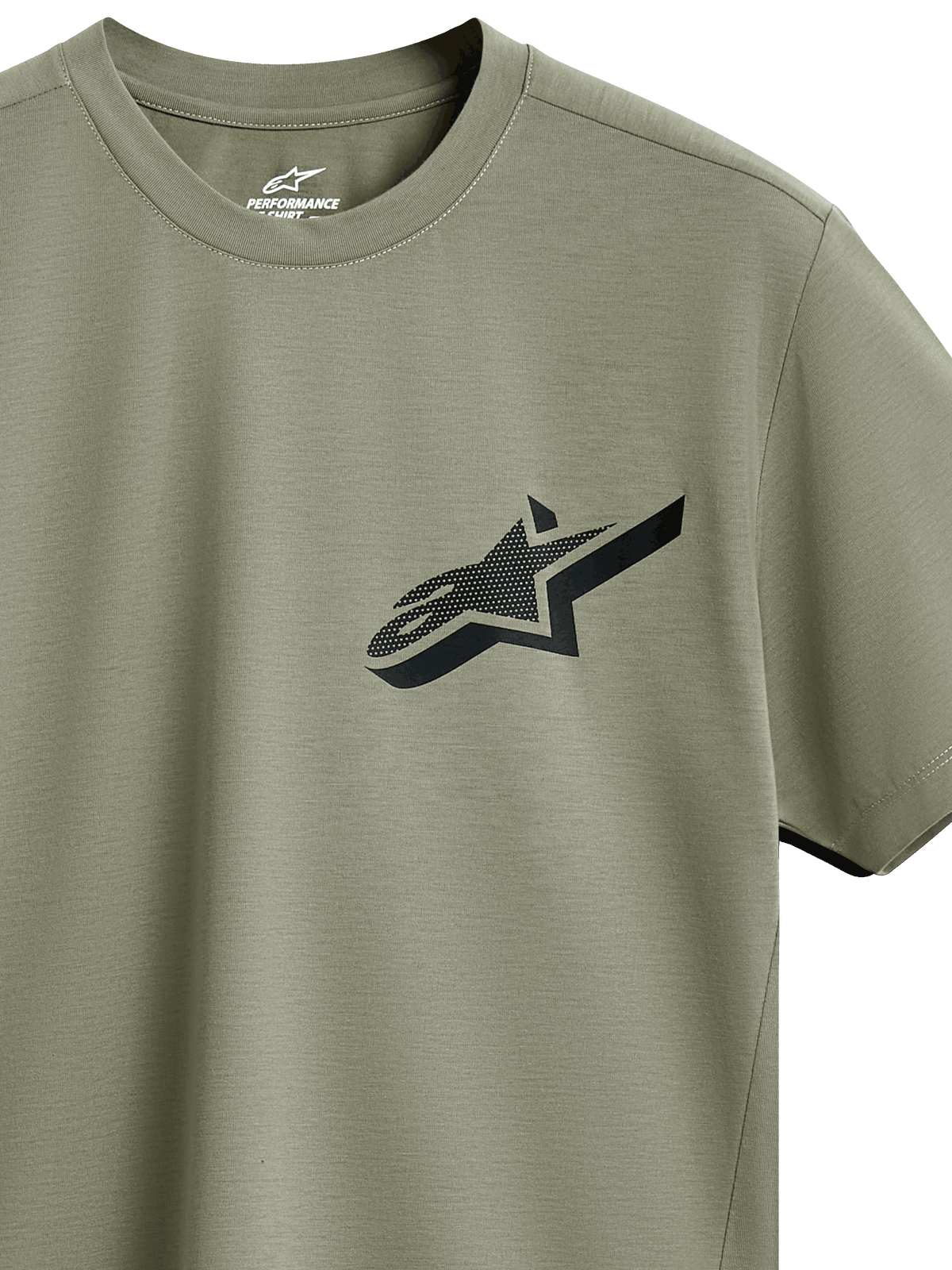 Alpinestars Attrition Performance Tee, T-shirt met korte mouwen, lichtgroen, zwart Astars-logo met getextureerd patroon op de borst, duurzame vochtafvoerende prestatiestof