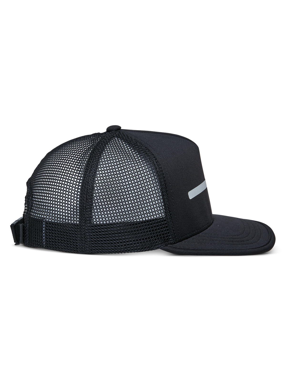 Alpinestars Alter Trucker Hat, Black, Side View, Structured Crown and Flat Bill, Recycled Polyester Mesh Back, Adjustable Buckle Back, Casual Sportswear
