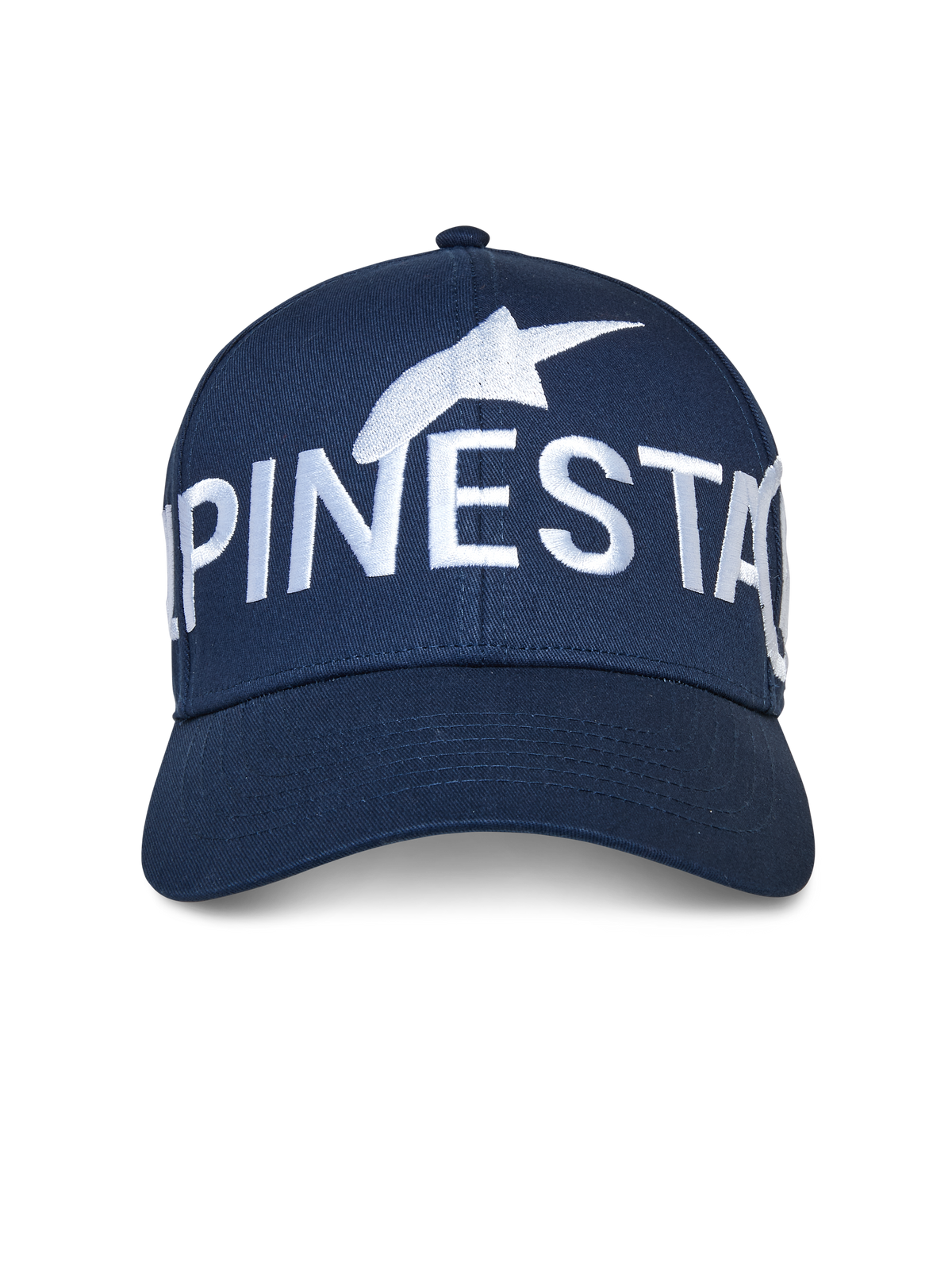 Casquette Alpinestars Committed, bleu marine, casquette de baseball snapback, dotée d'un grand logo Alpinestars brodé en blanc sur le devant, calotte structurée avec visière courbée, style streetwear décontracté motorsport