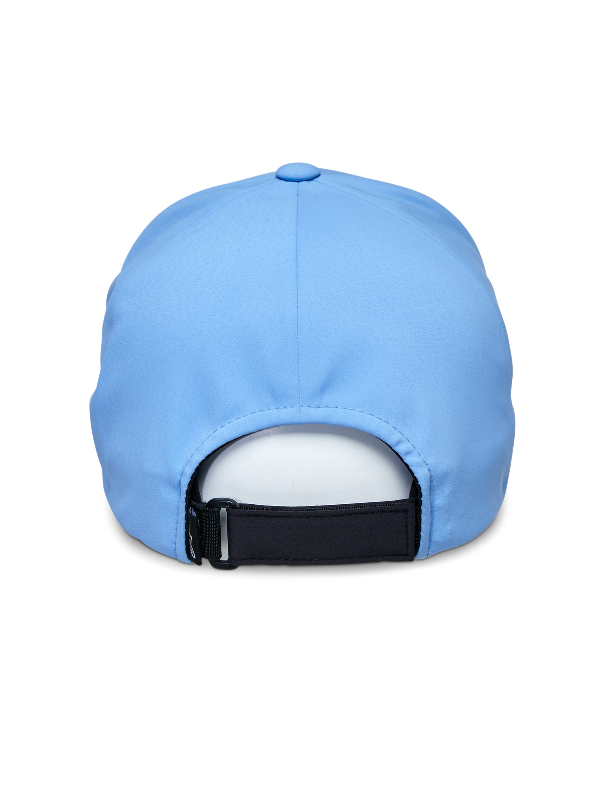 Alpinestars Apex Hat, Blue, rear view showing black adjustable Velcro strap, smooth stitchless crown construction, technical moisture-wicking fabric, performance sportswear hat