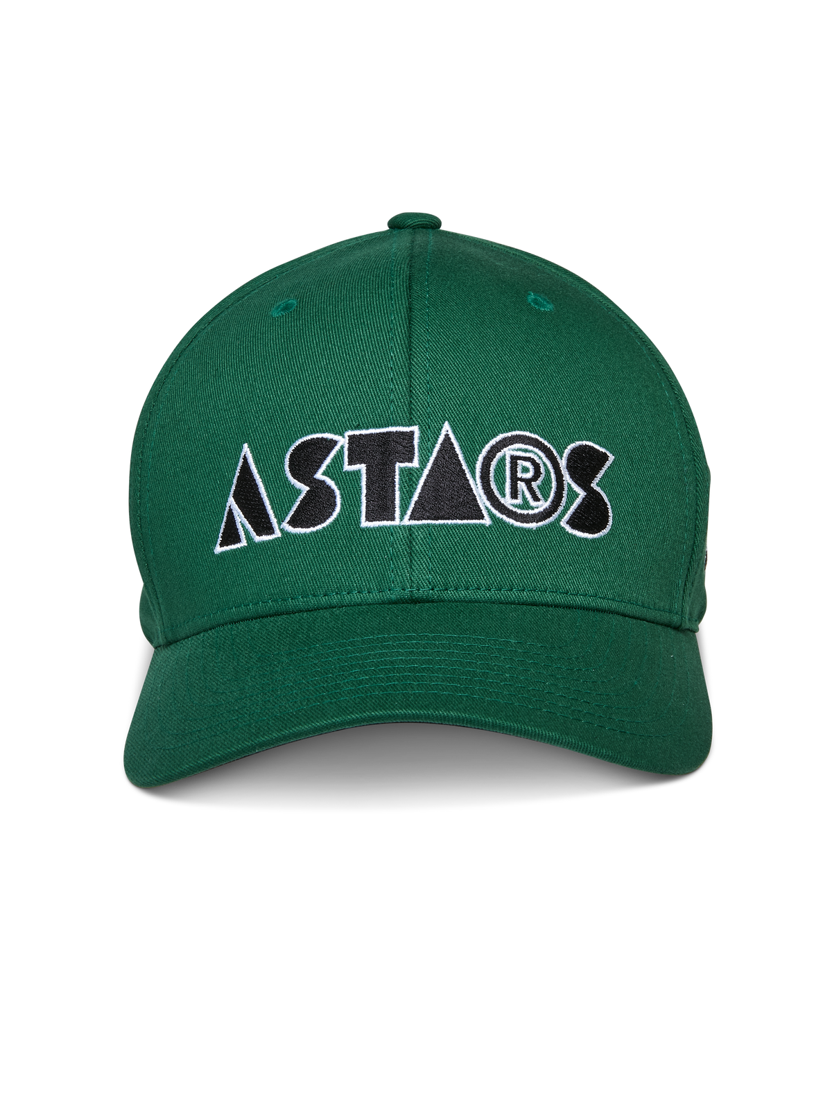 Alpinestars Cereal Hat, Green, Curved Bill Baseball Cap, Front stylized "ASTARS" logo embroidery in black and white, Casual Sportswear