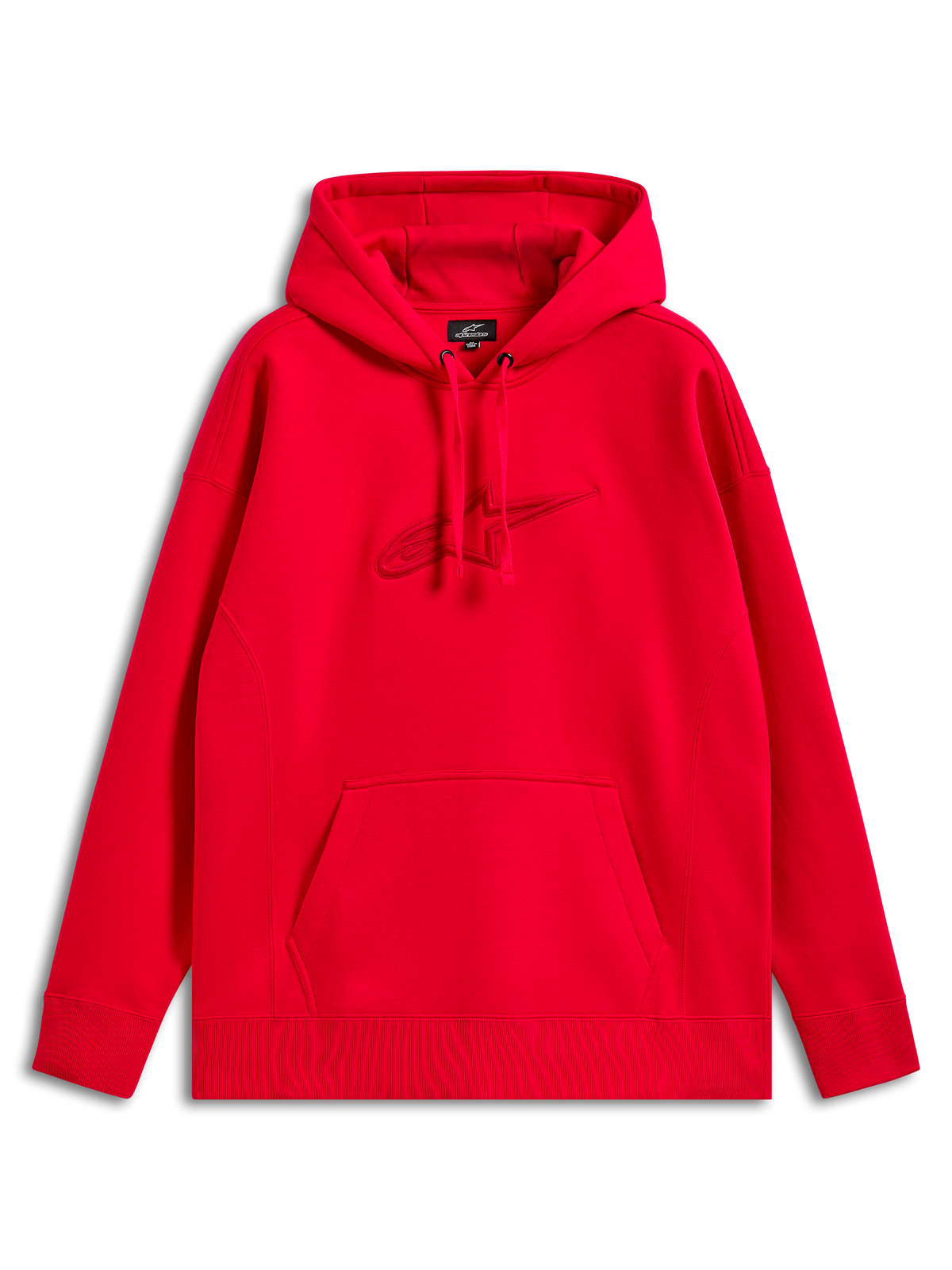 Alpinestars Emergent Oversized Hoodie, Rot, Kapuzenpullover mit tonalem 3D-gesticktem Astars-Logo, Kängurutasche, lässige Motorsport-Streetwear