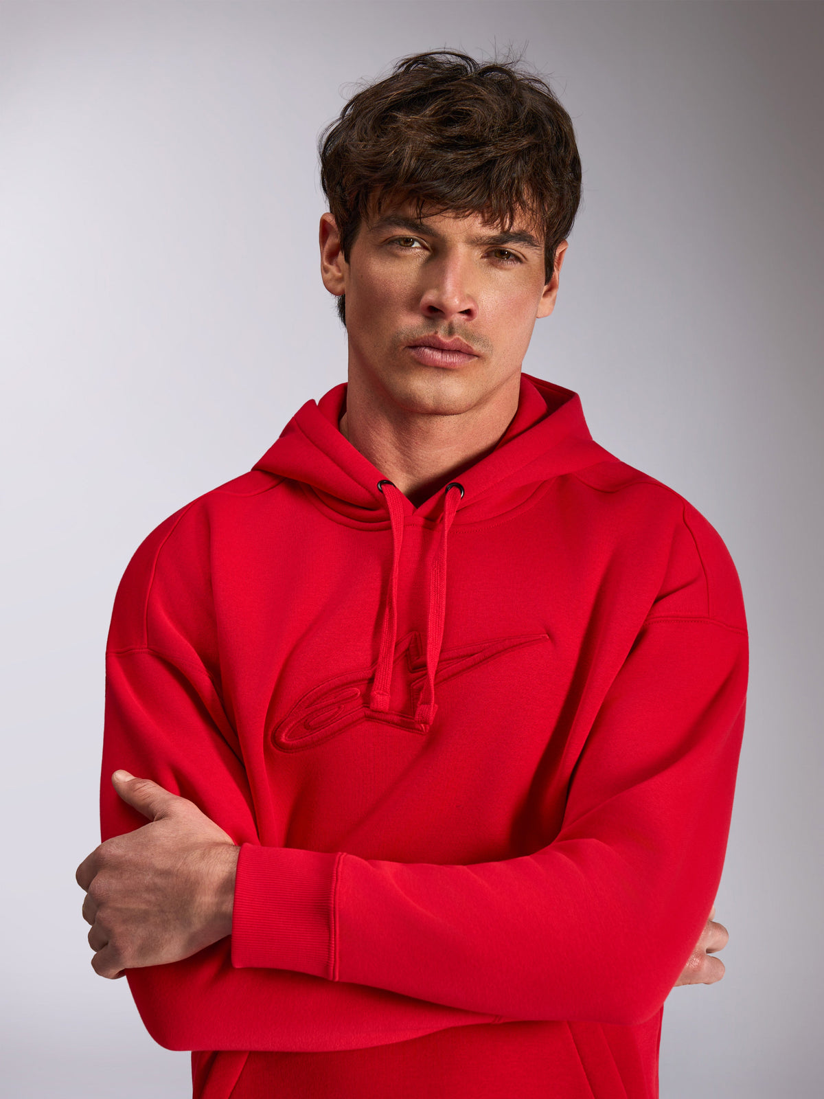 Alpinestars Emergent Oversized Hoodie, roter Fleece-Kapuzenpullover, mit farblich abgestimmtem 3D-Sticklogo auf der Brust, Kapuze mit Kordelzug, Rippbündchen, lässige Streetwear mit Oversized-Passform