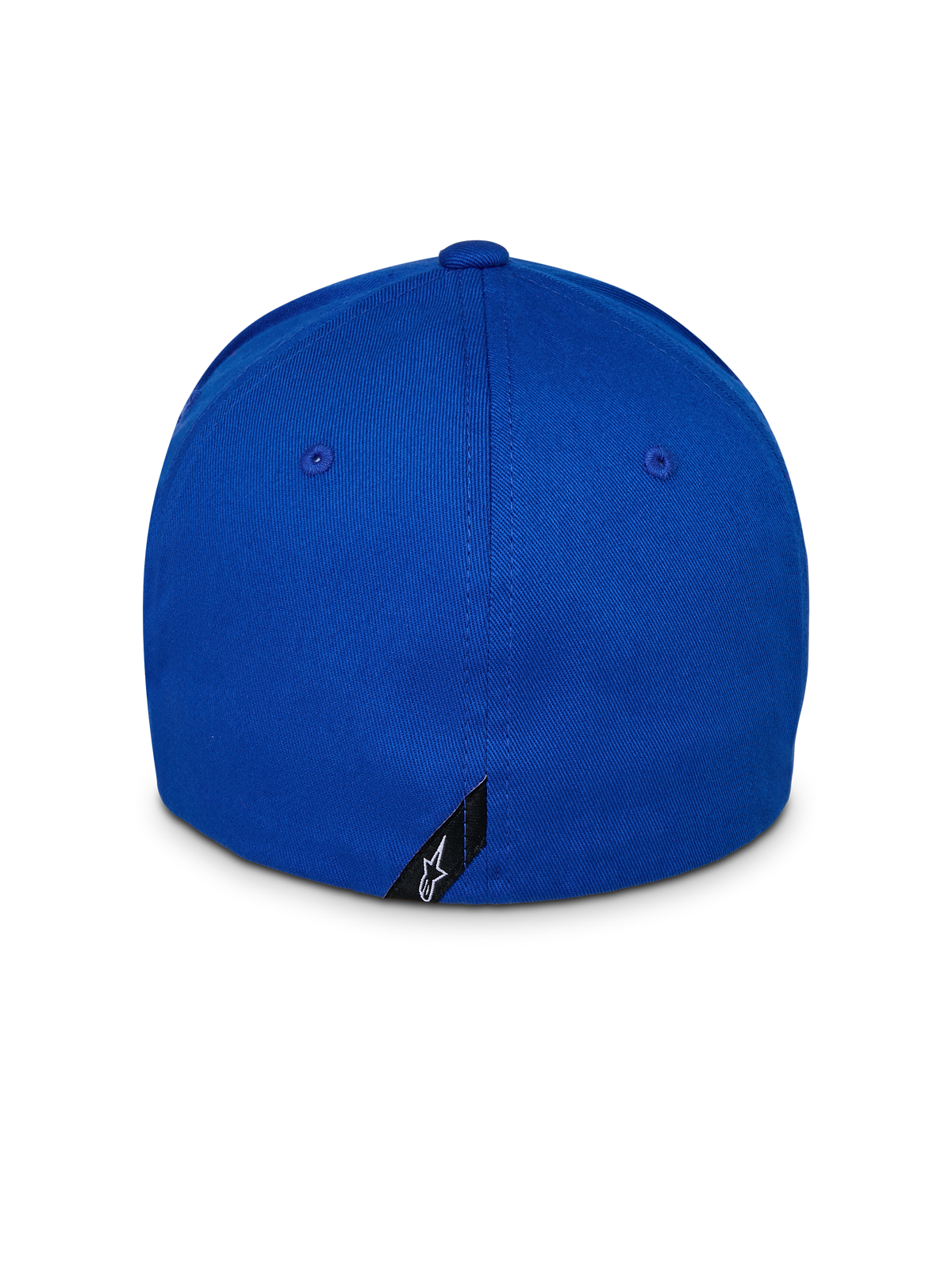 Alpinestars Corp Shift Relay Mütze, Blau, Rückansicht, Flex-Rückseite mit kleinem schwarzem Logo-Etikett, strukturierte Krone, sportliche Freizeit-Mütze