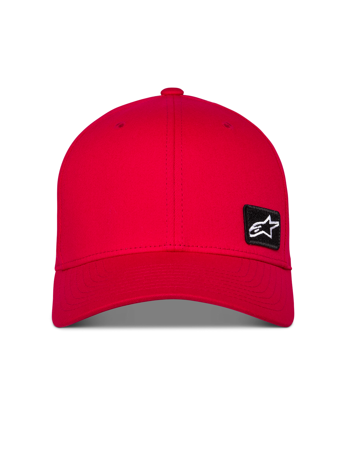 Alpinestars Pivot Hat, rote Sportswear-Kappe, mit gebogenem Schirm und strukturierter Krone, kleiner schwarzer bestickter Astars-Logo-Patch auf der Vorderseite, lässige Twill-Kopfbedeckung