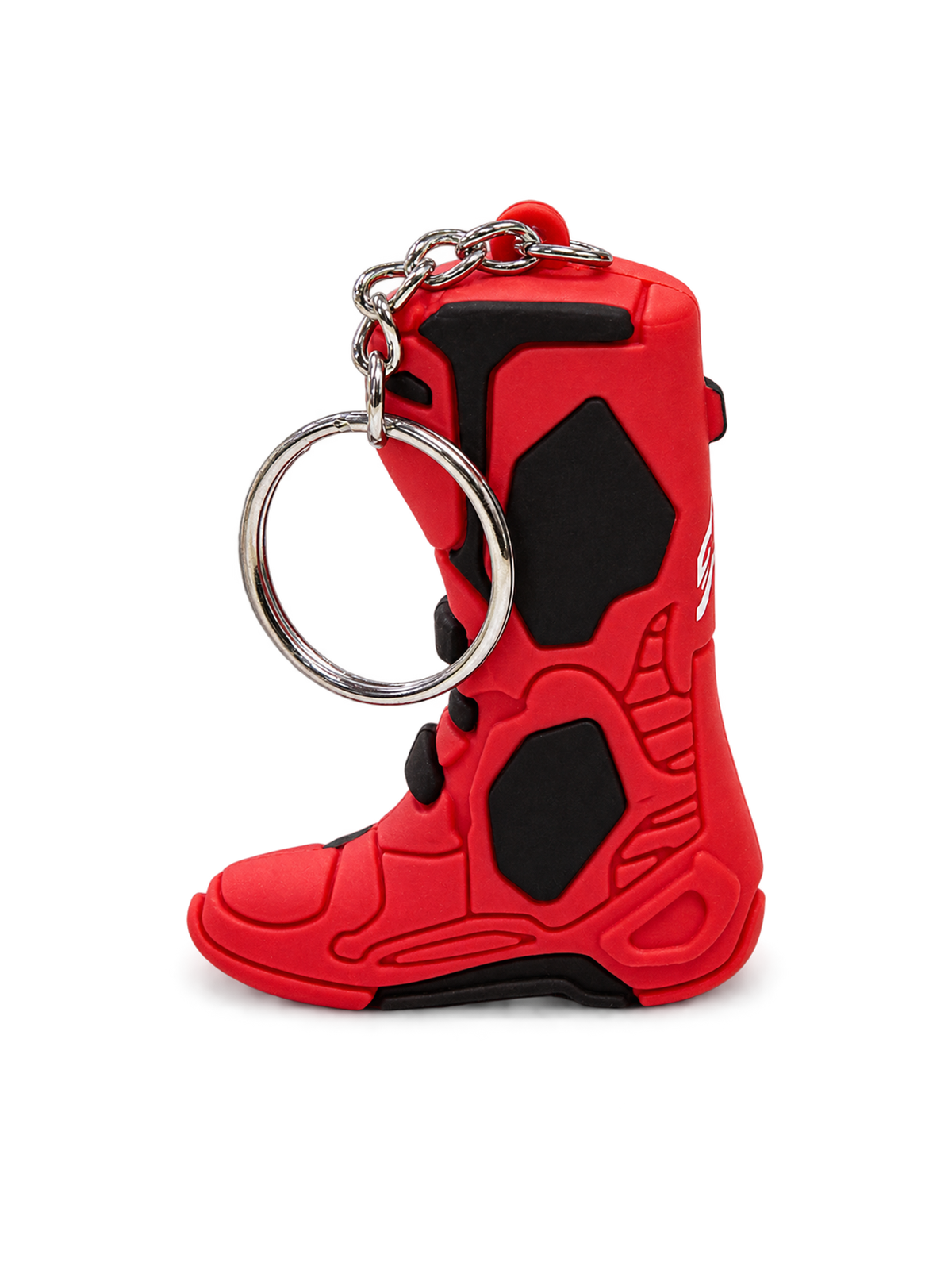 Alpinestars Tech 10 Boot sleutelhanger, motorsport-sleutelhanger in rood en zwart, 3D-replica van de iconische motocrosslaars met een metalen ring