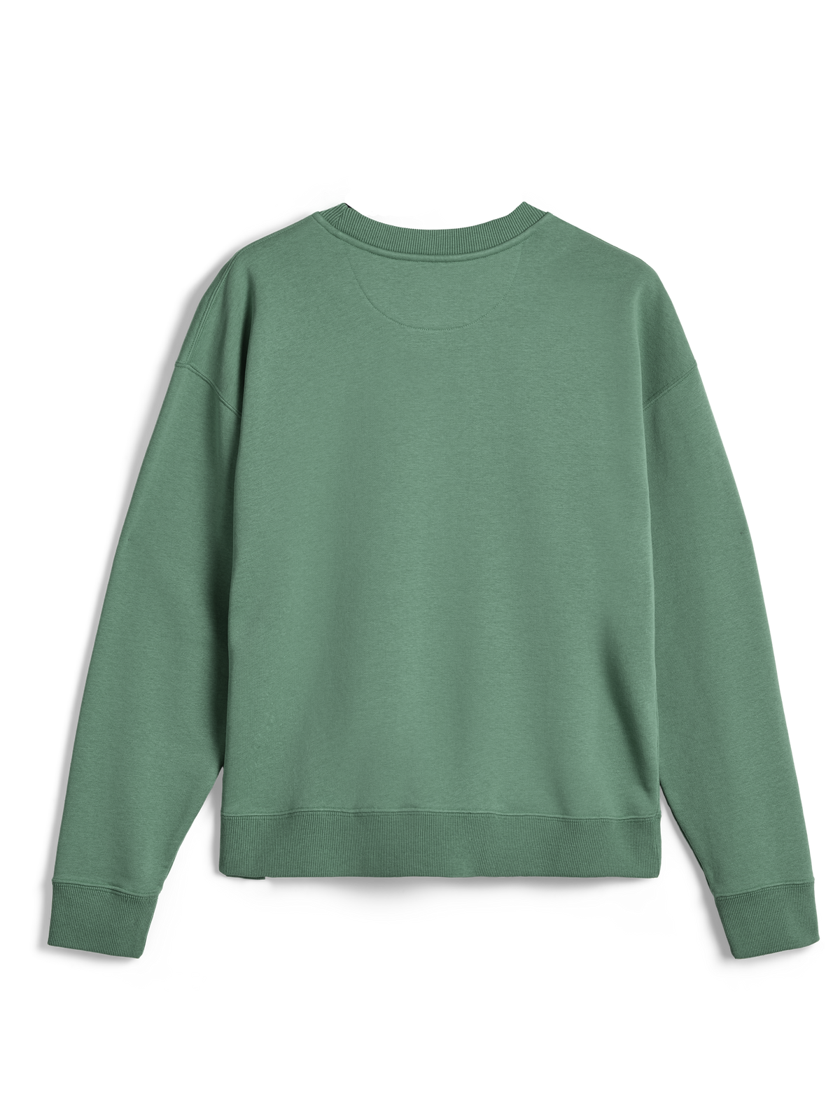 Alpinestars Essentials Ageless Crew, sweat-shirt à col rond de qualité supérieure, Vert Cactus, vue arrière montrant le col, les poignets et l'ourlet côtelés, couleur unie, vêtement de sport décontracté