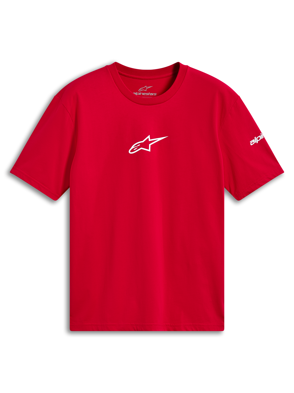 T-shirt Alpinestars Frontal CSF, manches courtes, rouge, logo Astars blanc sur la poitrine, vêtements de sport décontractés de performance