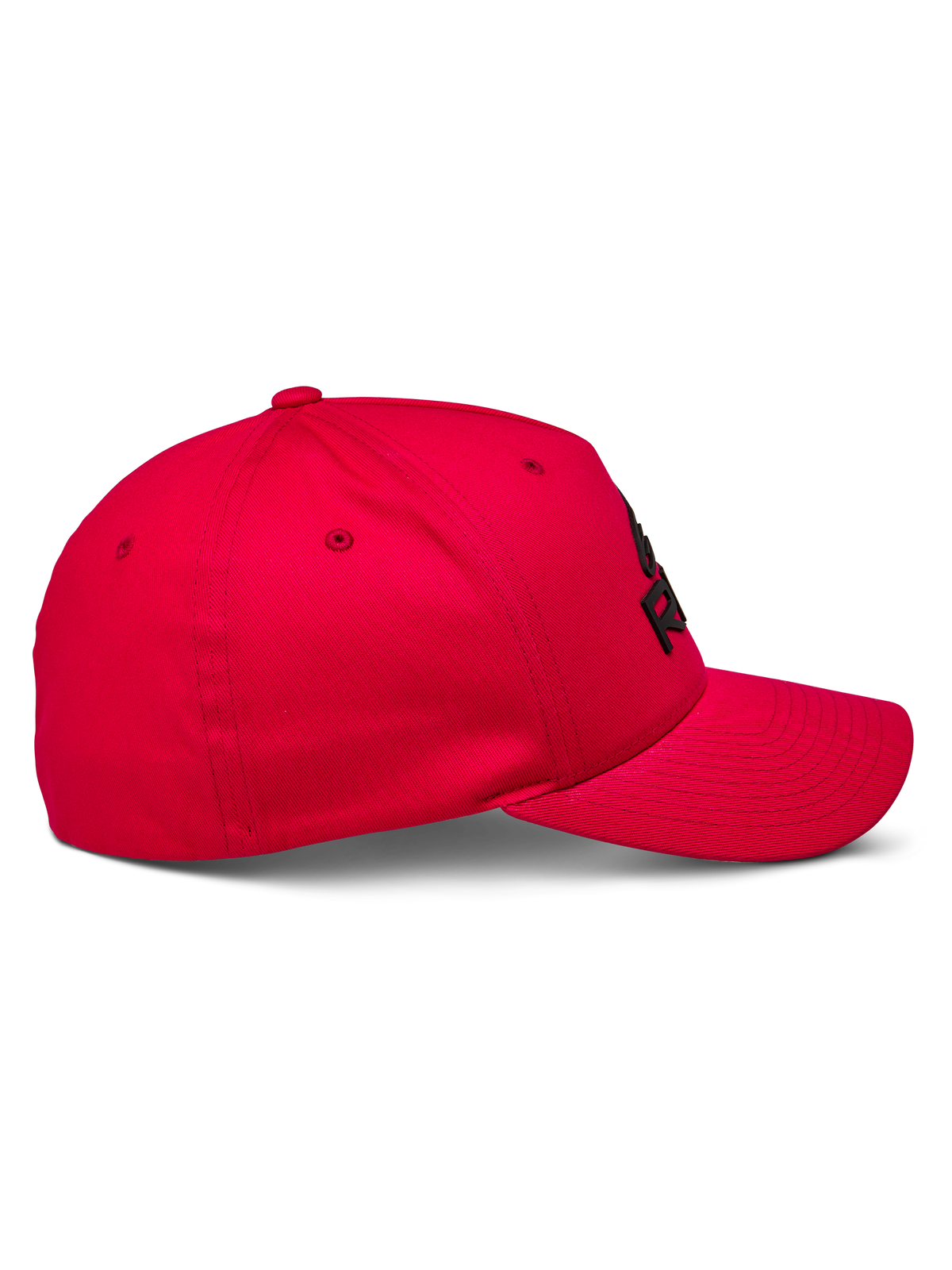 Alpinestars Ride Sonic Mütze, Kappe mit gebogenem Schirm, Rot, Seitenansicht, strukturierte Krone mit schwarzem 3D-Sticklogo, lässiges Sportbekleidungs-Accessoire