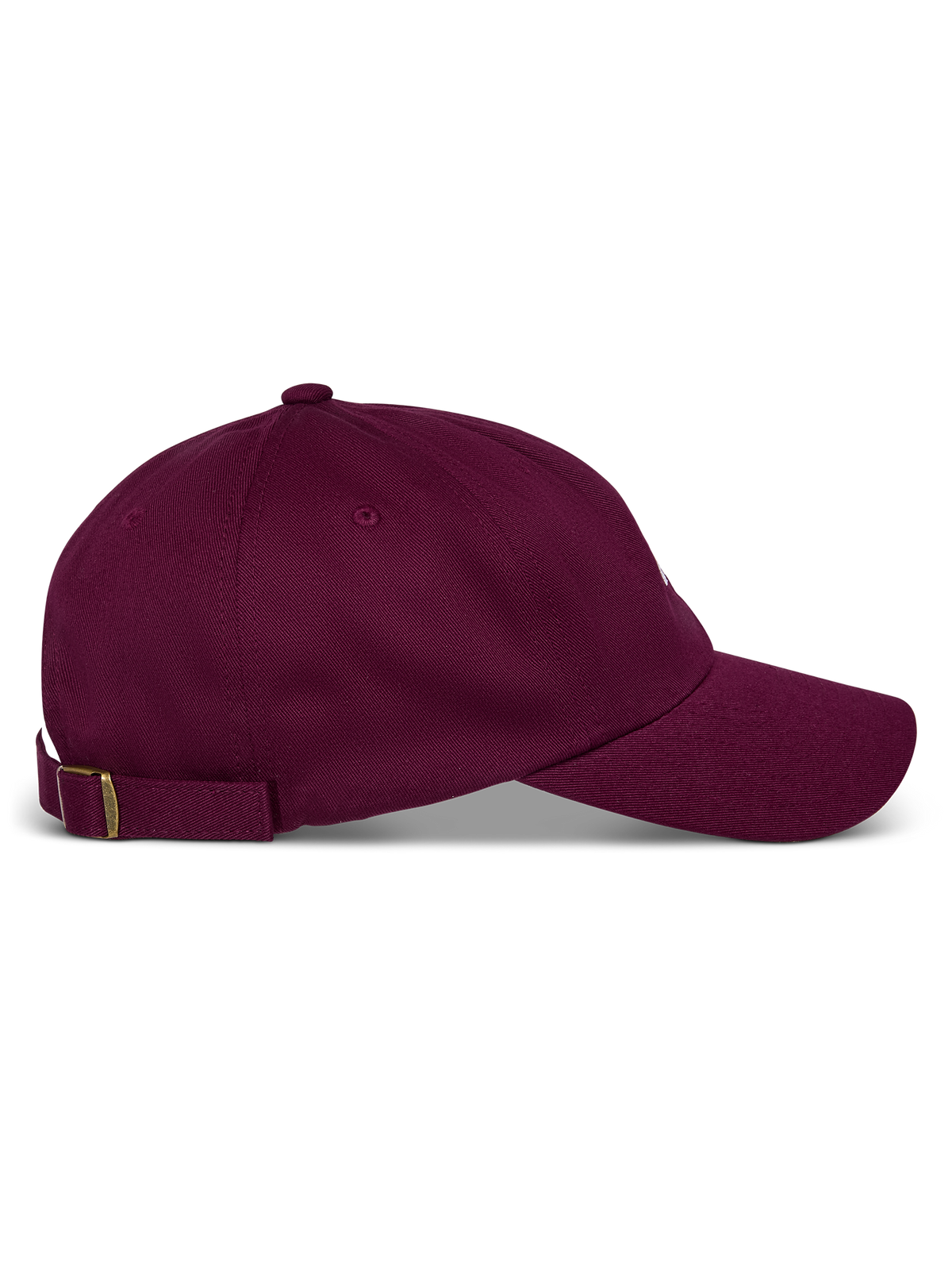 Casquette Alpinestars Deduce Strapback, bordeaux, vue de profil, visière courbée avec couronne basse non structurée, sangle arrière ajustable en tissu avec boucle métallique, style sportswear décontracté en sergé de coton