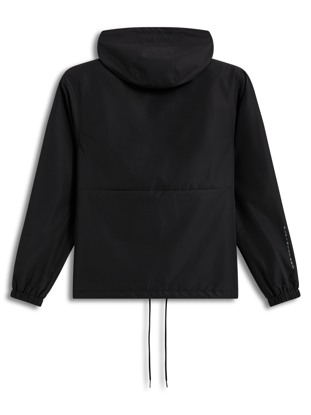 Alpinestars Speeder Resolve Windbreaker, coupe-vent noir à capuche, vue arrière avec logo sur la manche.