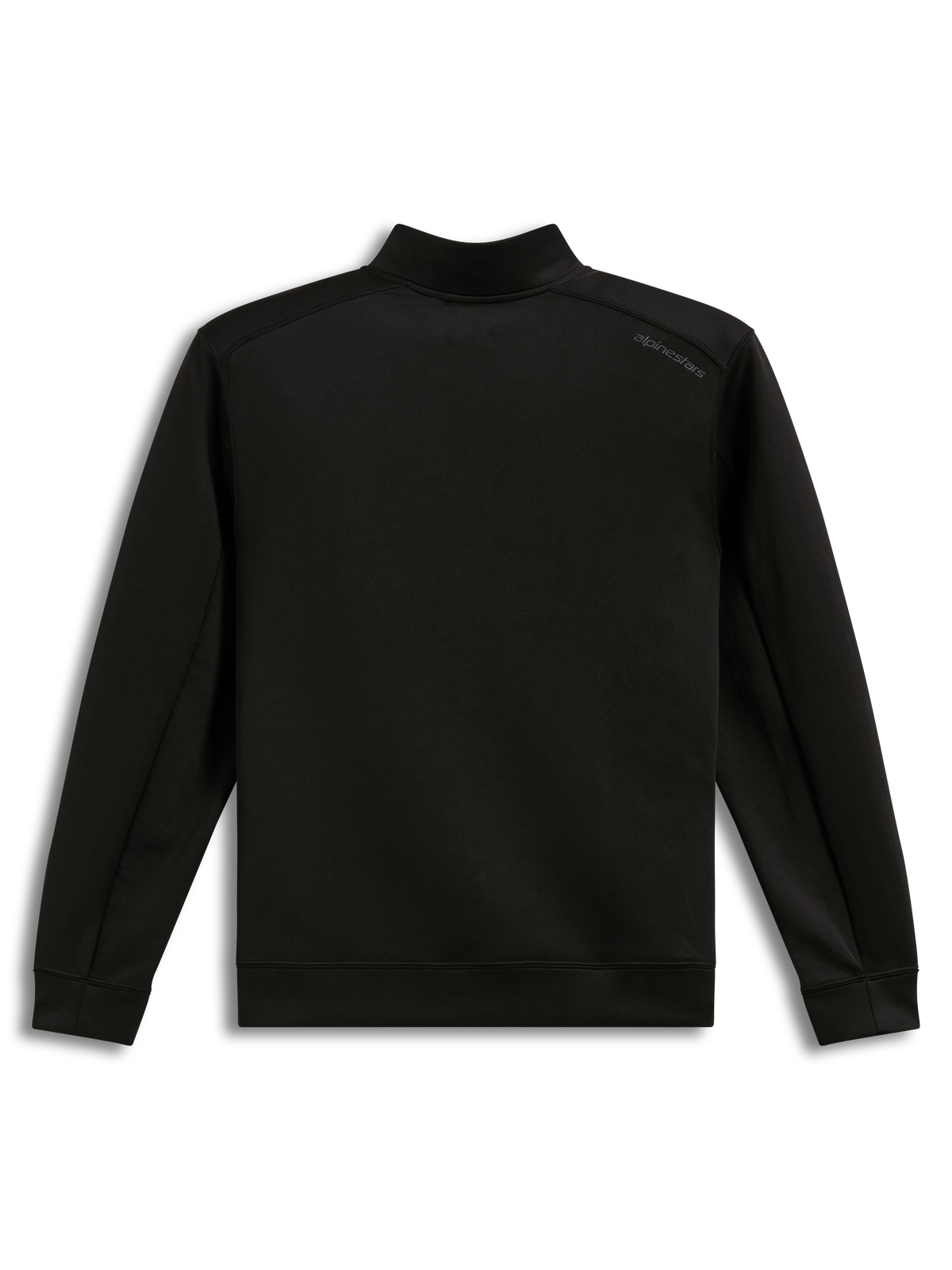 Alpinestars Apera Half-Zip Sweatshirt, polaire noire double face, vue de dos avec logo d'épaule ton sur ton.