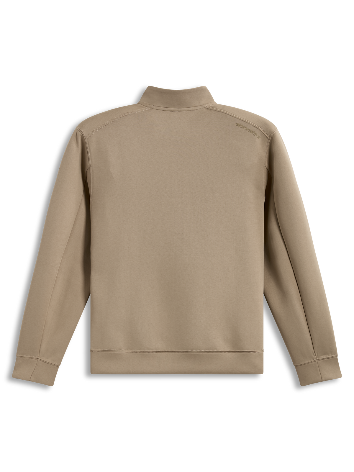 Alpinestars Apera Half-Zip Sweatshirt, sweat à col demi-zip, beige, vue de dos montrant le logo ton sur ton, construction en polaire double face premium