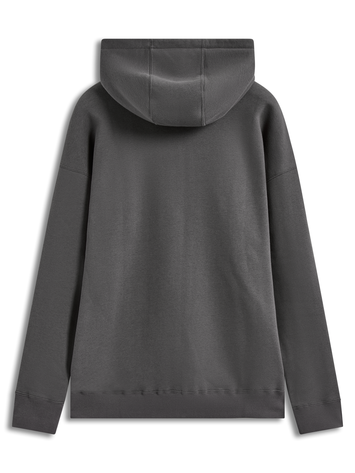 Alpinestars Entity Oversized Hoodie, sweat à capuche en polaire gris anthracite, vue de dos avec une grande capuche et des poignets côtelés