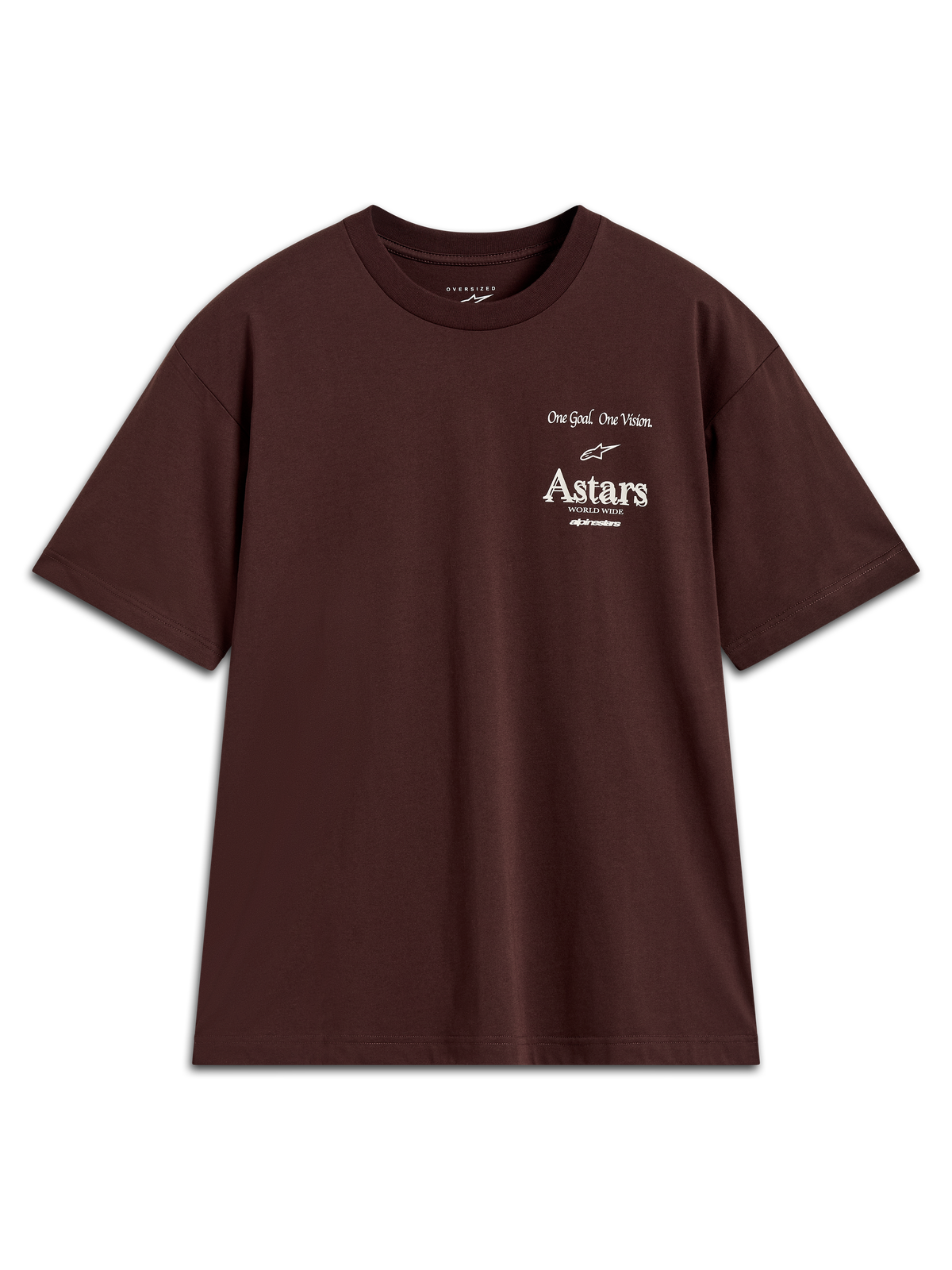 Alpinestars Post Oversized CSF, t-shirt à manches courtes marron, logos Astars blancs sur la poitrine