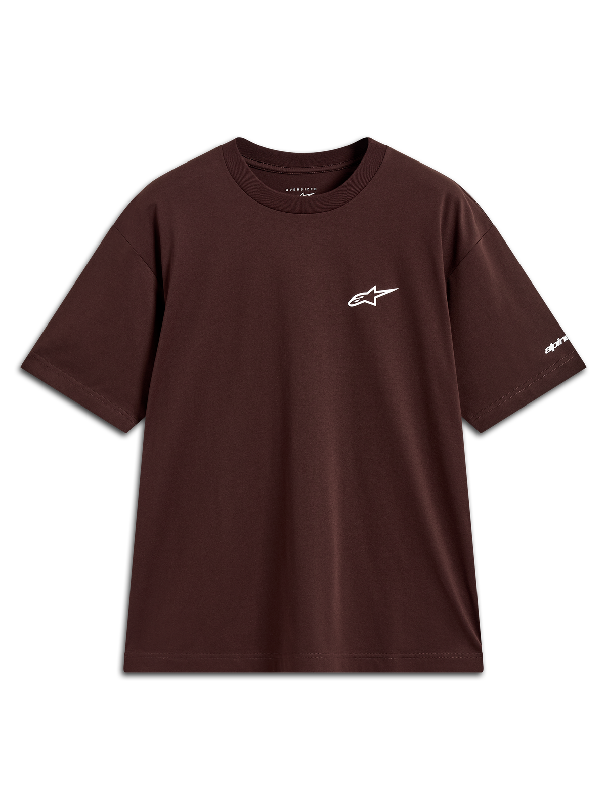 Alpinestars Mandate Oversized CSF Tee, t-shirt à manches courtes marron, logo Astars blanc en impression Puff, sportswear.