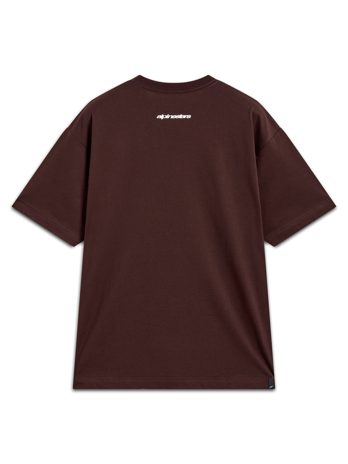 Alpinestars Mandate Oversized CSF, t-shirt de sport à manches courtes marron, avec logo blanc au dos, coupe décontractée.