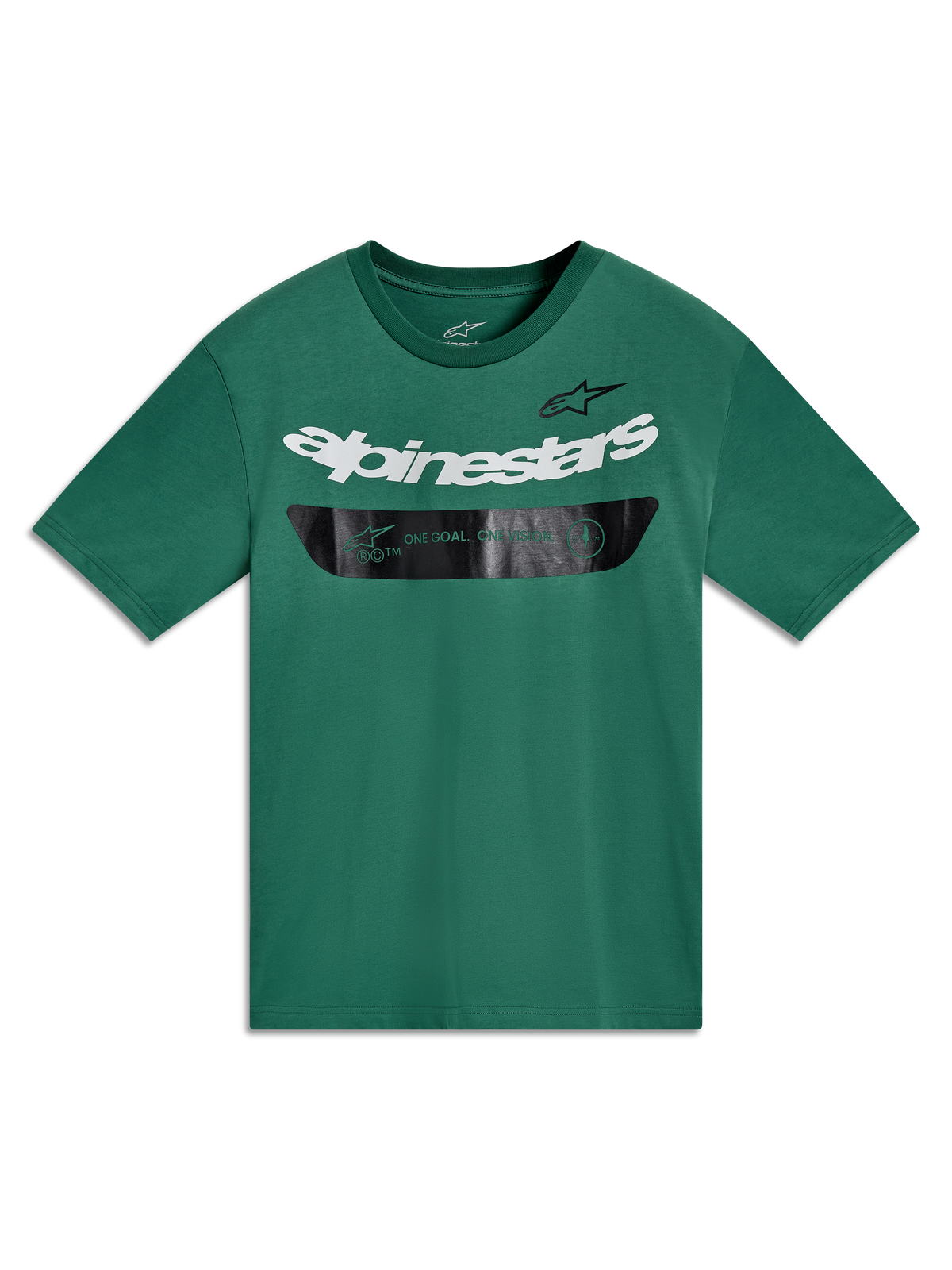 Alpinestars Singular CSF Tee, Green short sleeve sportswear t-shirt with white curved wordmark and black chest graphic.