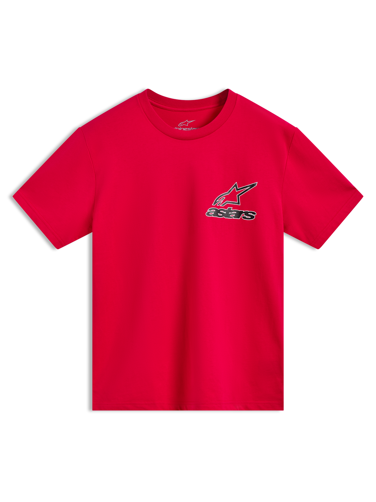 Alpinestars Lineout CSF Tee, t-shirt à manches courtes rouge, logo Astars avec contour, sportswear décontracté.
