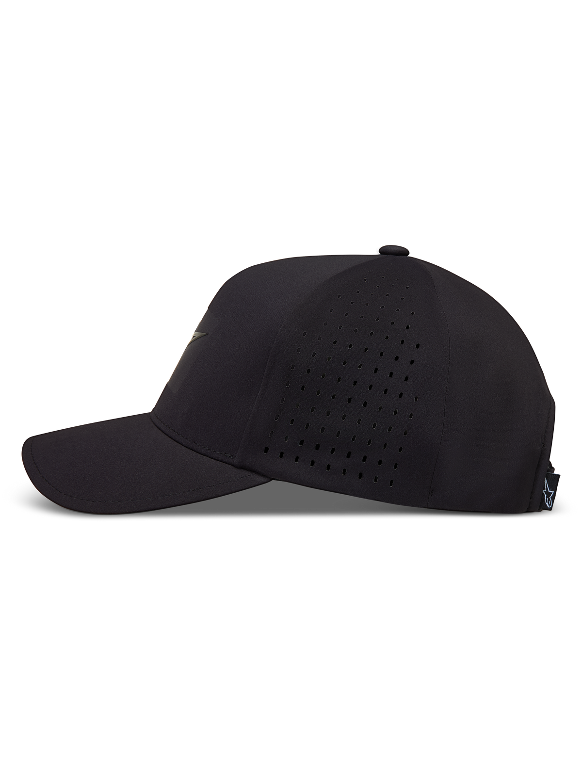 Alpinestars Algo Perf Adjustable, casquette de sportswear noire avec visière courbée et panneaux latéraux perforés