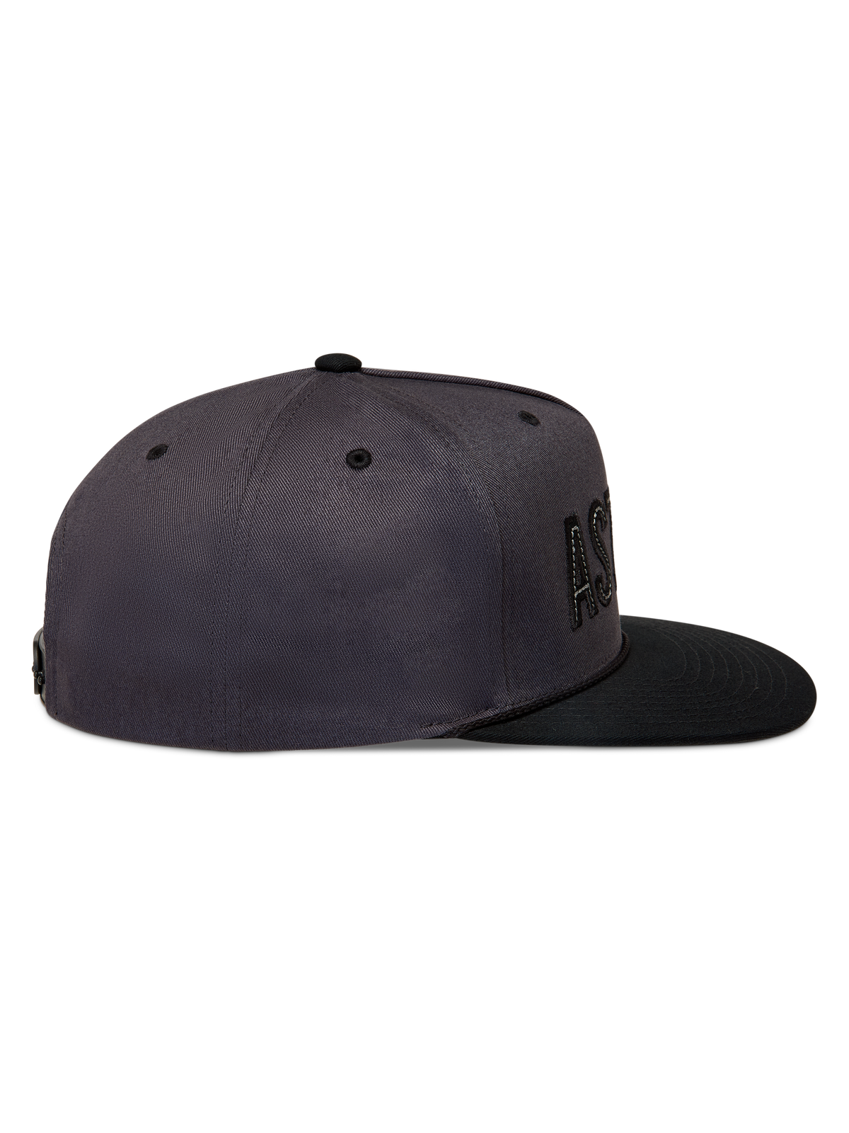 Stadium Snapback hoed van Alpinestars, donkergrijze en zwarte pet met platte klep en gestructureerde kroon van keperstof.