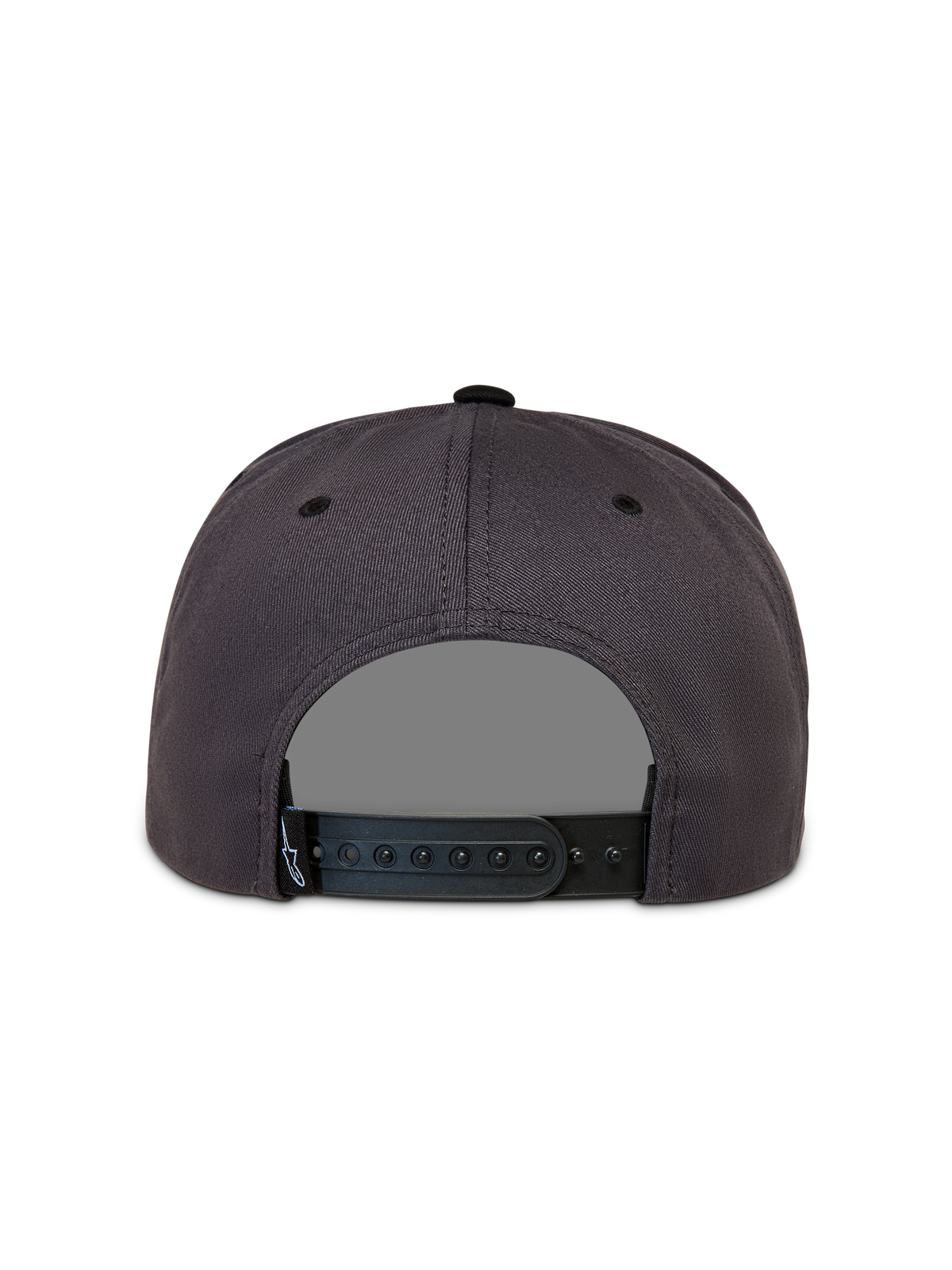 Alpinestars Stadium Snapback hoed, donkergrijs en zwart, achteraanzicht met verstelbare snapback-sluiting.
