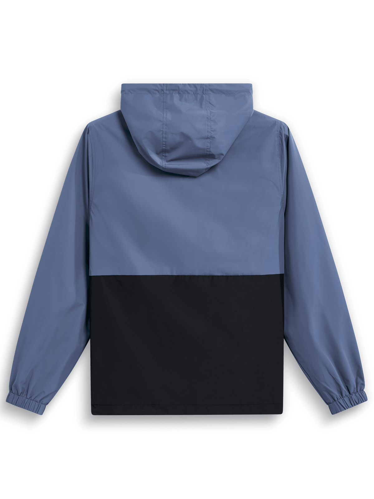 Alpinestars Speeder Windbreaker-Jacke, Rückansicht, Schieferblau und Schwarz, Color-Block-Design mit Kapuze, elastische Bündchen, leichte sportliche Freizeitkleidung