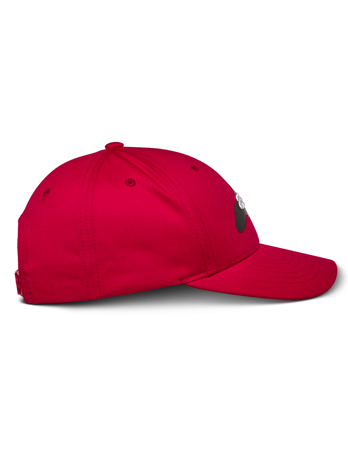 Alpinestars Profile Mütze, Rot, Seitenansicht, Baseballkappe mit strukturierter Krone und gebogenem Schirm, Baumwoll-Twill-Gewebe, lässige vom Motorsport inspirierte Kopfbedeckung