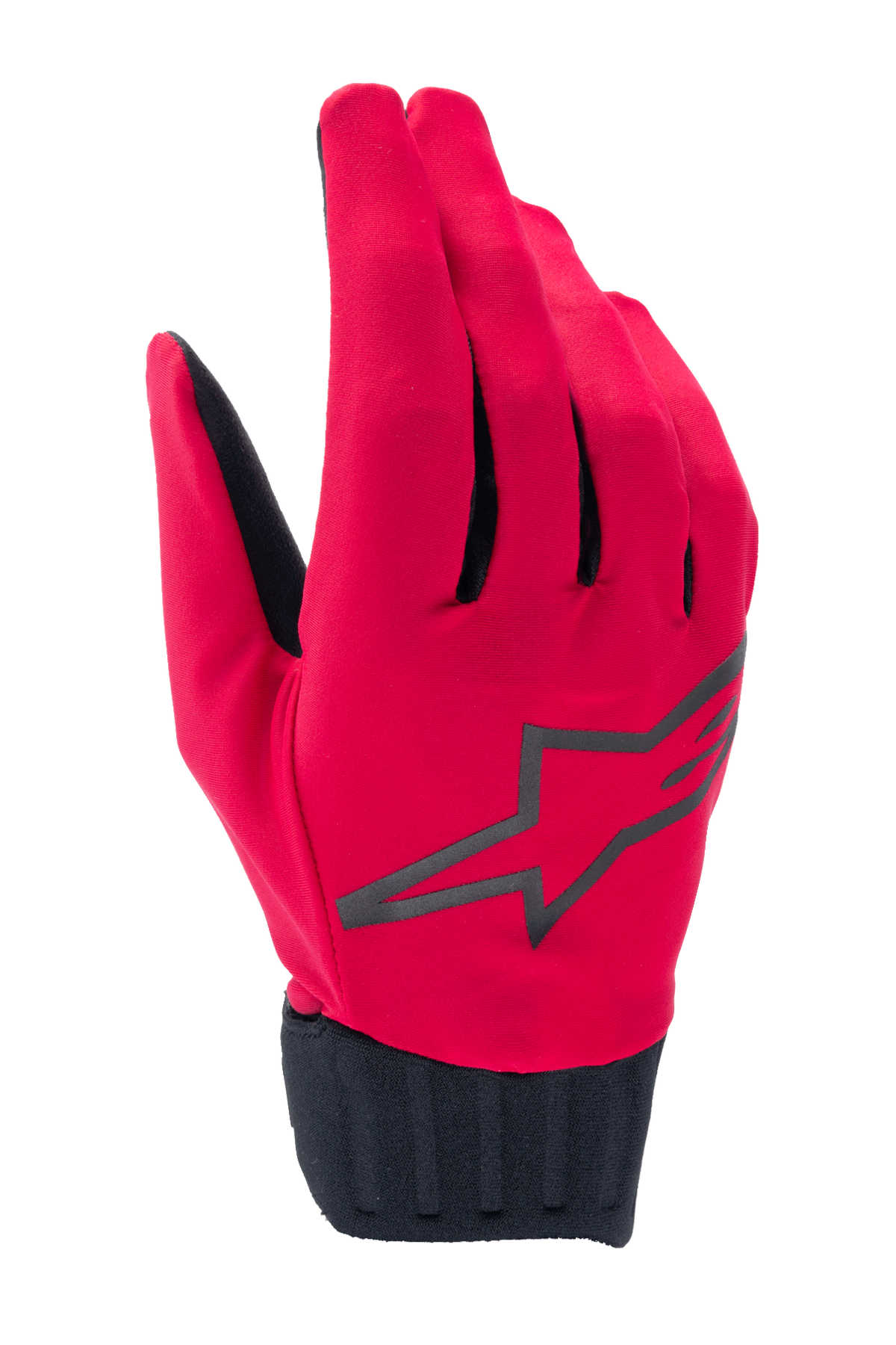 Alpinestars A-Dura Rain handschoenen, waterdichte MTB-fietshandschoenen, rood fluo en zwart, voorzien van een zwart ster-logo op de handrug, geribbelde zwarte neopreen manchet, slank laag-profiel ontwerp voor rijden in alle weersomstandigheden