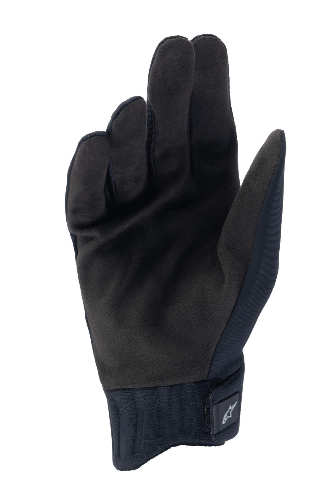 Alpinestars Stella A-Dura Rain Gloves, Women's MTB Rain Gloves, Black, palm view showing synthetic suede grip, ribbed neoprene cuff with adjustable strap, waterproof mountain bike gear