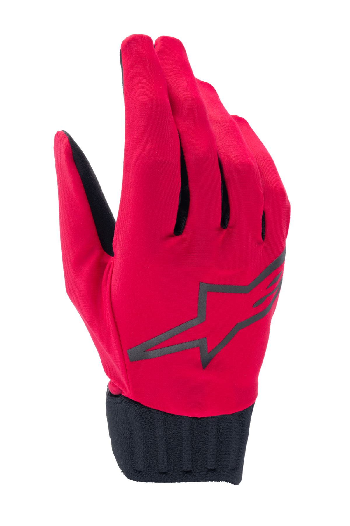 Alpinestars Stella A-Dura Rain Gloves, gants de pluie de VTT pour femme, rouge fluo et noir, avec un grand logo étoile noir, poignet en néoprène côtelé et conception imperméable pour le VTT
