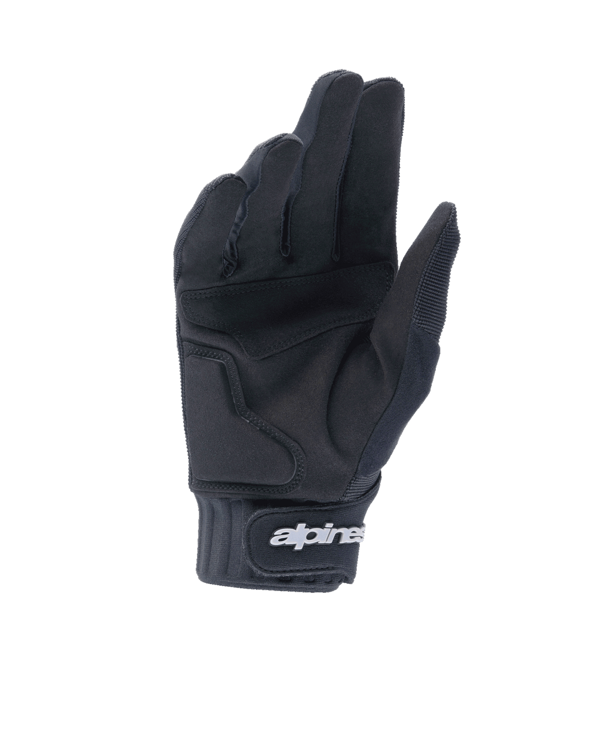 Alpinestars A-Dura Gel handschoenen, zwarte mountainbike handschoenen, palmweergave met synthetisch suède constructie en gelvulling, neopreen manchet met haak- en lussluiting voorzien van wit Alpinestars-logo, ergonomische fietsuitrusting voor trail- en enduro-rijden