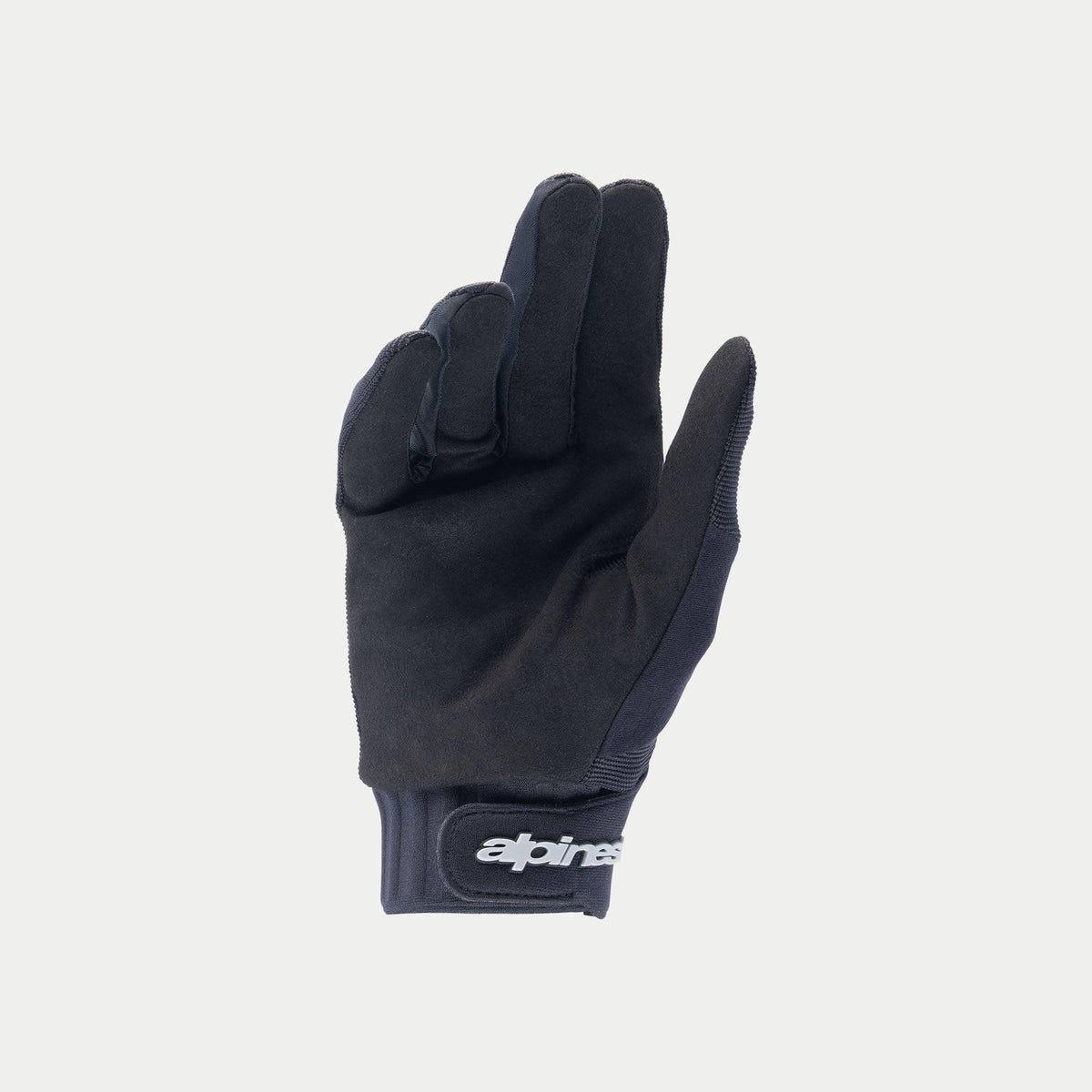 Alpinestars Stella A-Dura Handschuhe, Damen-Fahrradhandschuhe, Schwarz, mit einer strapazierfähigen Handfläche aus synthetischem Wildleder, Neoprenmanschette mit Klettverschluss am Handgelenk und weißem Alpinestars-Logo.