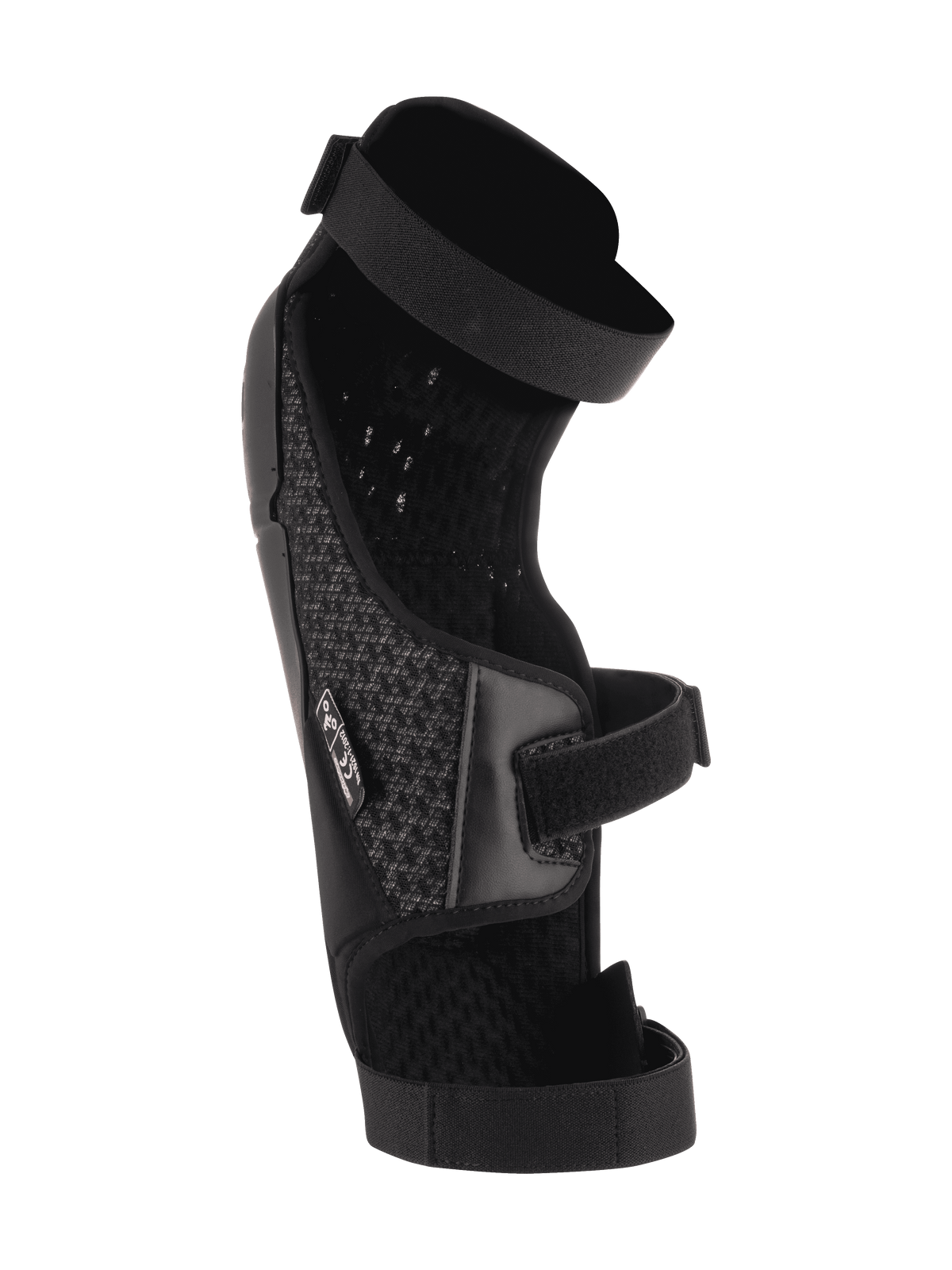 Protections Genoux/Tibia Alpinestars Bionic Plus, noir, vue intérieure montrant le rembourrage en maille 3D et le système à double sangle, construction asymétrique ergonomique pour la protection en motocross et VTT