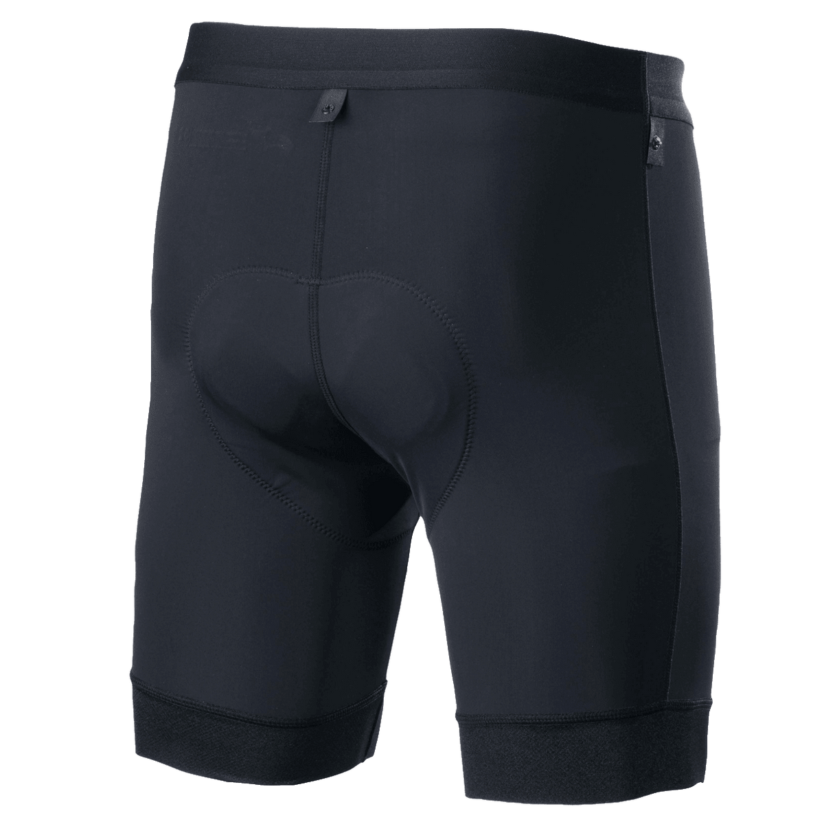 Alpinestars Alps Inner Shorts, Radsport-Innenhose, Schwarz, Rückansicht mit integriertem gepolsterten Chamois-Sitzpolster, elastischem Bund und ergonomischer Kompressionspassform für das Mountainbiken