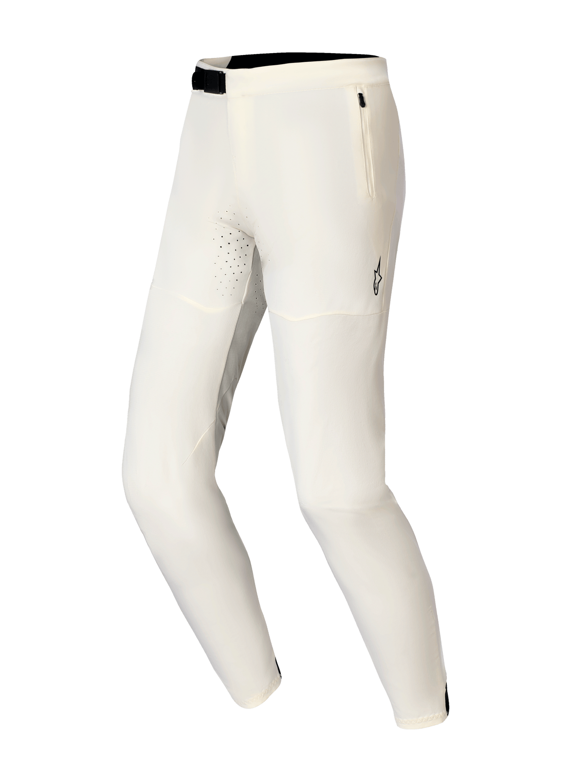 Alpinestars A-Aria Elite broek, mountainbikebroek, ecru, voorzien van een zwarte magnetische gespsluiting, zijzak met ritssluiting en lasergesneden ventilatieopeningen, prestatiegericht ontwerp voor off-road fietsen