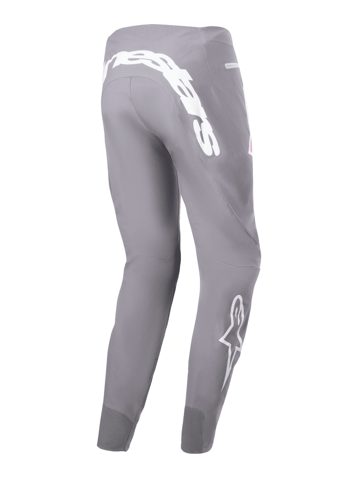 Alpinestars A-Supra Race Pants, MTB Racing Pants, Dark Gray, featuring a large white wordmark on the back yoke and white star logo on the lower leg, tapered performance fit with 4-way stretch fabric, durable off-road cycling apparel.