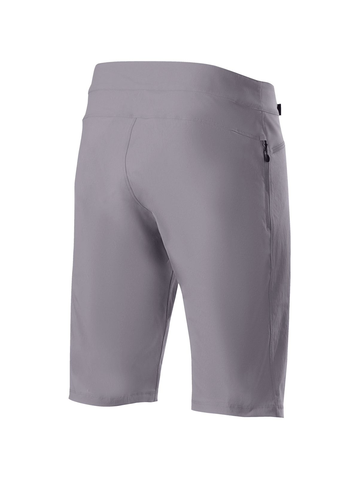 Alpinestars A-Dura Liner Shorts, donkergrijze mountainbikeshorts, achteraanzicht met duurzame 2-weg stretchstof en een verticale zijzak met rits, functionele MTB-fietskleding.