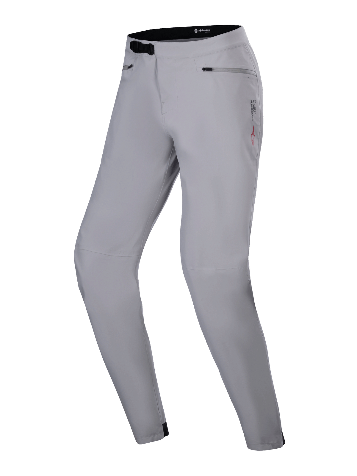 Alpinestars Stella A-Dura Waterproof Pant, MTB-broek voor dames, titaniumgrijs, voorzien van een zwarte ratelsluiting in de taille en zakken met rits, technisch design met subtiele branding, waterdichte kleding voor mountainbikers
