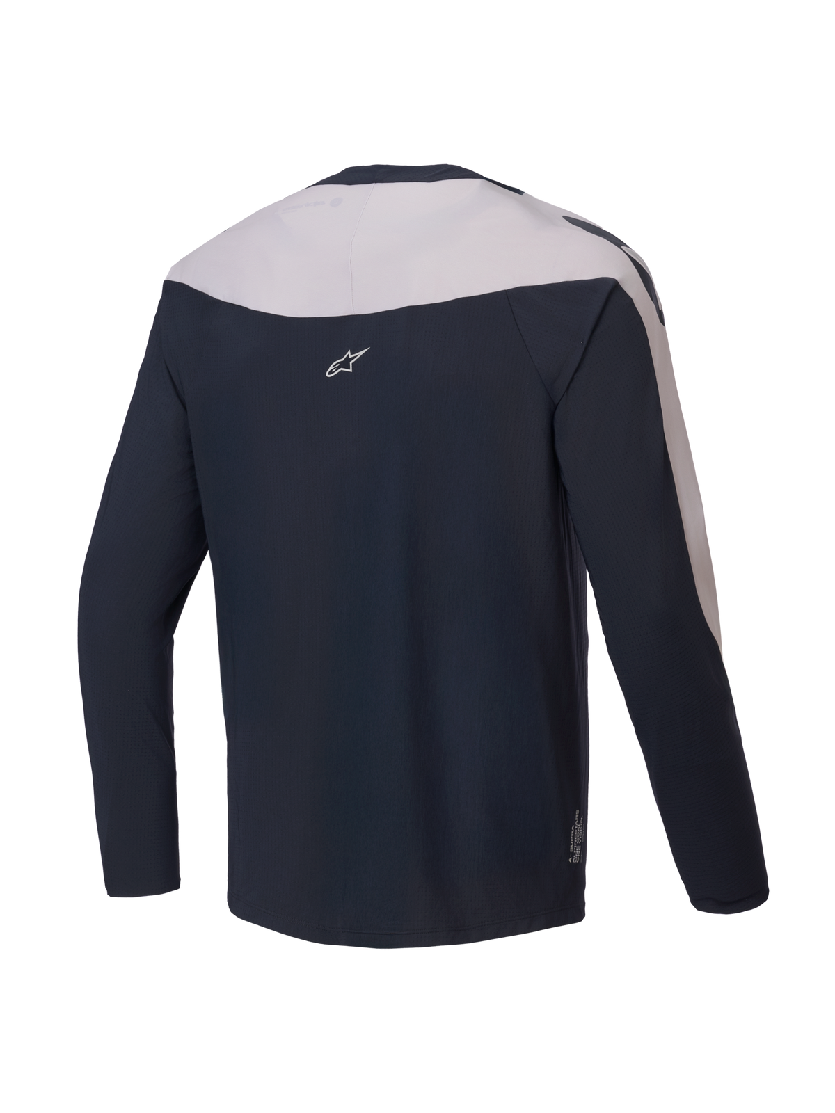 Alpinestars Maillot A-Supra Melt, maillot de VTT à manches longues, vue de dos, noir et gris clair, polyester micro-perforé léger avec panneaux stretch
