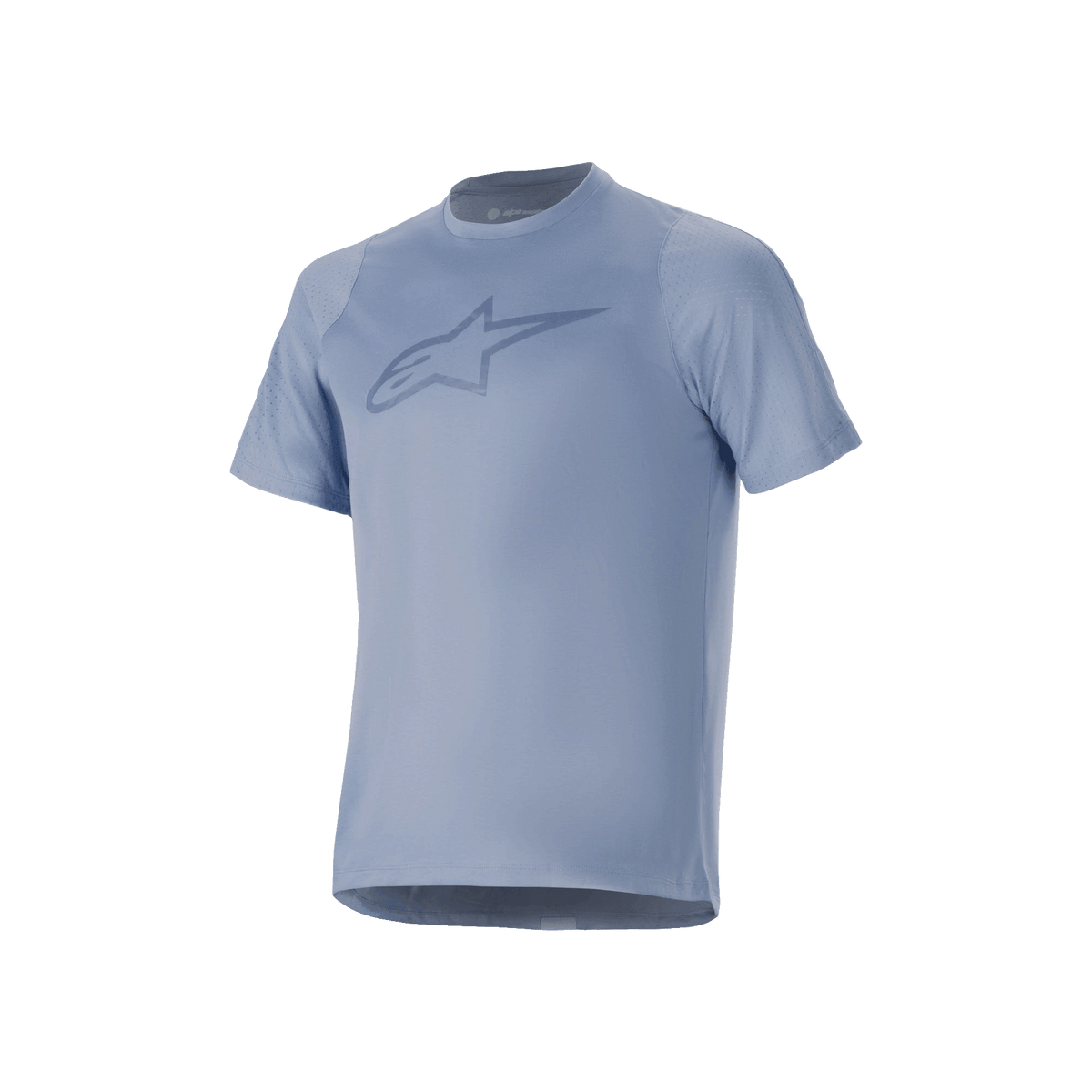 Alpinestars A-Dura Dri Astar jersey met korte mouwen, Infinity Blue, voorzien van een groot logo op de borst, ademende mesh-panelen op de mouwen en drirelease®-stof, ontworpen voor mountainbike-prestaties