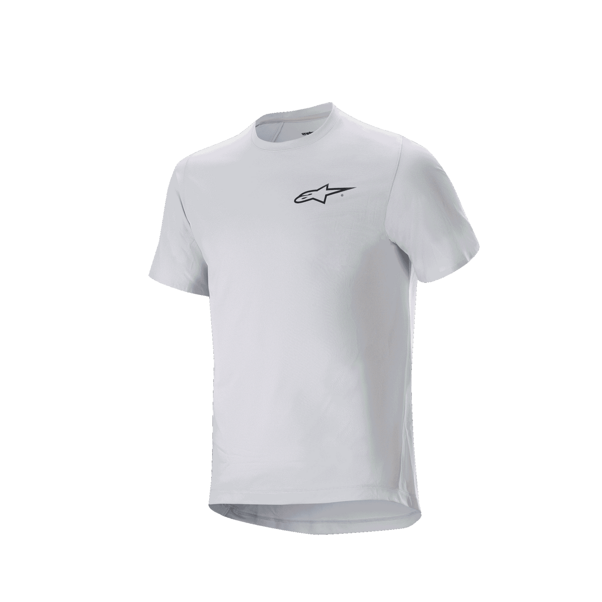 Alpinestars A-Aria Astar Jersey, fietsshirt met korte mouwen, White Dove, met een klein zwart Alpinestars-logo op de borst, performance-pasvorm met een verlengde achterkant voor MTB