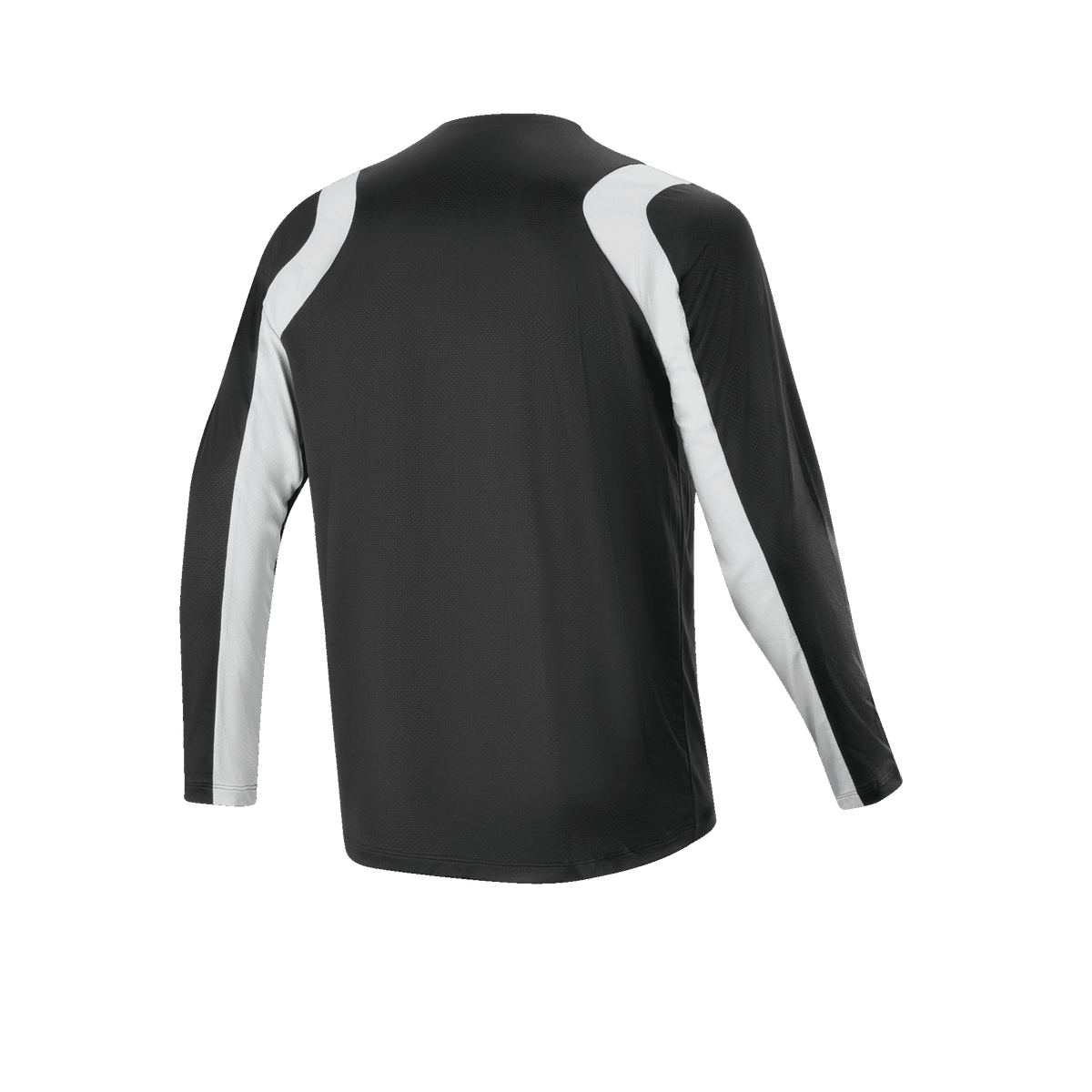 Alpinestars A-Supra Oscar Jersey - lange mouwen, zwart, achteraanzicht, met gebogen witte panelen op de schouders en mouwen, lichtgewicht en ademende MTB-fietskleding