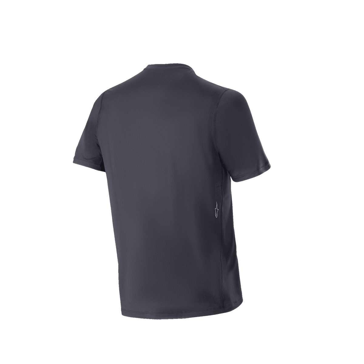 Maillot Alpinestars A-Dura Switch, maillot de VTT à manches courtes pour homme, noir, vue arrière avec ourlet arrière allongé.