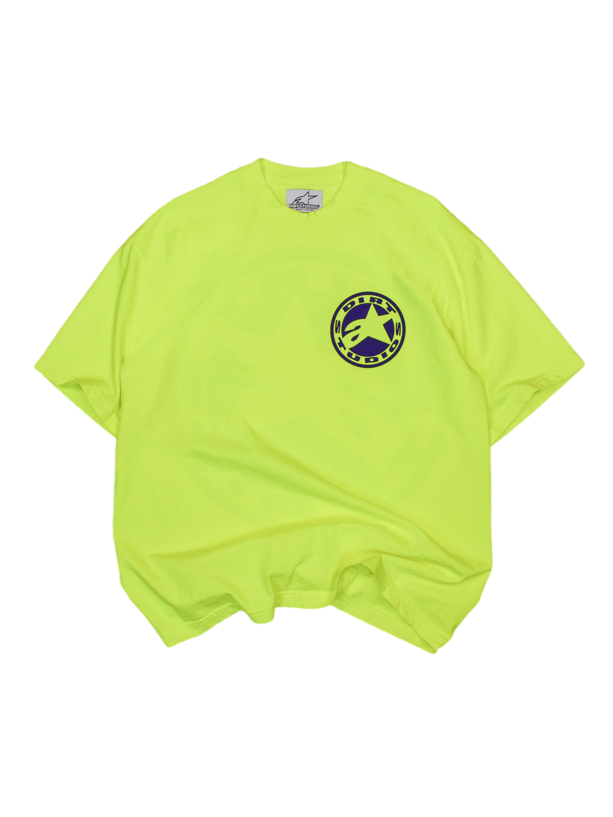 Alpinestars x Dirt Studios Tech Series T-Shirt, Herren-Kurzarm-T-Shirt in Fluo Gelb, stückgefärbte Baumwolle mit Brustlogo.