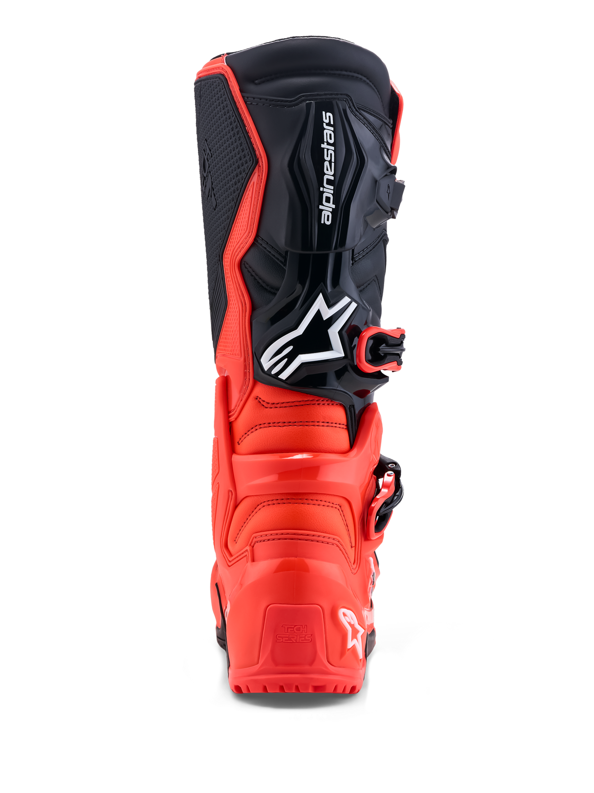 Alpinestars Tech 7 Enduro Boots in Red and Black, featuring protective TPU reinforcement for off-road riding performance.